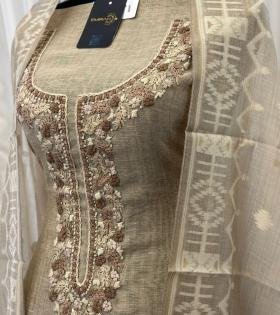 Jamdani Grace Chanderi Suit - Gold