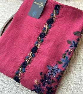 Jamdani Weaving Suit - Rose Pink