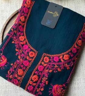 Premium Georgette Embroidered Suit Set - Jet Black