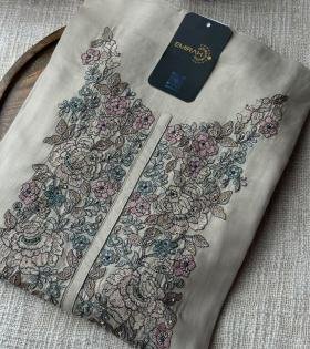 Mul Chanderi Floral Embroidered Suit - Mixed Colors
