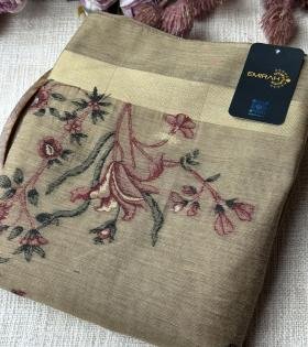 Elegant Chanderi with Jamdani Weaving - Gold