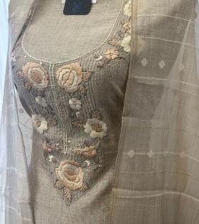 Chanderi with Jamdani Weaving - Gold