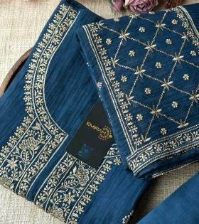  Mul Chanderi Suit - Royal Blue