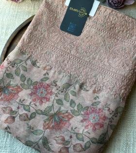 Kota Chanderi Floral Suit - Rose Pink