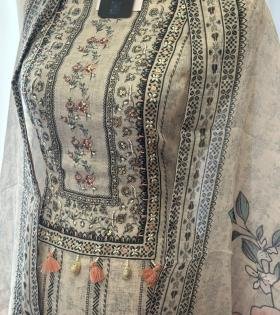 Semi-Linen Embroidered Suit  - Mixed Colors