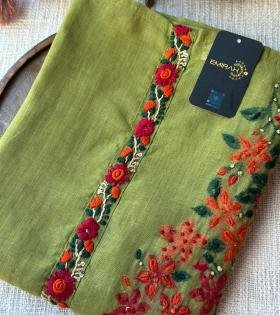 Chanderi with Jamdani Weaving  - Mixed Colors