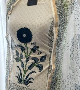 Ivory Elegance – Cotton Block Print Suit - Mixed Colors