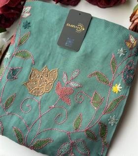 Teal Blossom – Embroidered Georgette Suit  - Mixed Colors