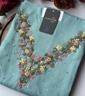 Aqua Elegance – Kota Silk Suit - Mixed Colors