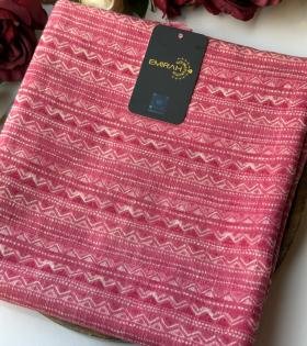 Pink Chanderi Suit with Floral Print Dupatta - Rose Pink