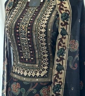 Muslin Silk Suit – A Statement of Elegance - Jet Black