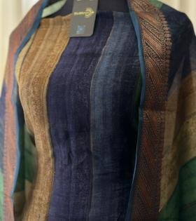  Vibrant Striped Maheshwari Silk Suit with Santoon Bottom - Mixed Colors