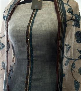 Elegant Semi Linen Suit Set - Jet Black