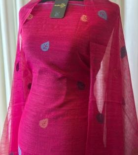 Radiant Jamdani Chanderi Silk Suit - Royal Blue