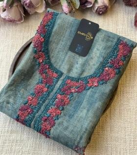 Textured Semi-Linen Floral Suit - Ruby Red