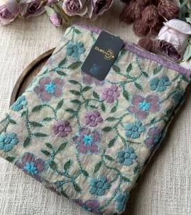 Radiant Floral Chanderi Silk Suit - Gold