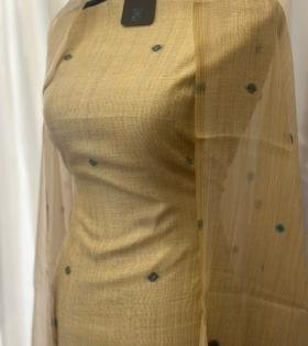 Regal Jamdani Weave Chanderi Suit - Jet Black