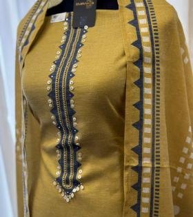 Minimalist Chanderi Elegance  - Ruby Red