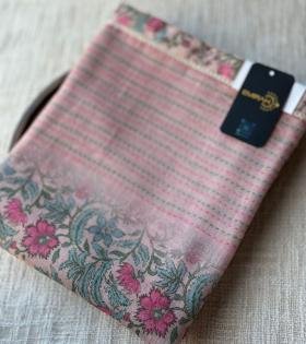 Elegant Floral Semi Linen Suit - Ruby Red