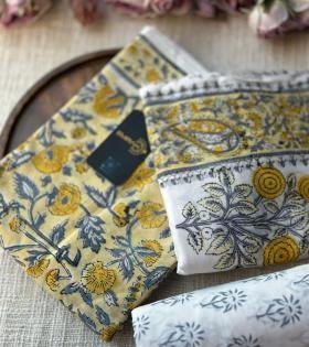 Elegant Floral Cotton Suit - Gold