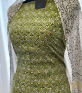Fresh Floral Mul Cotton Suit - Gold